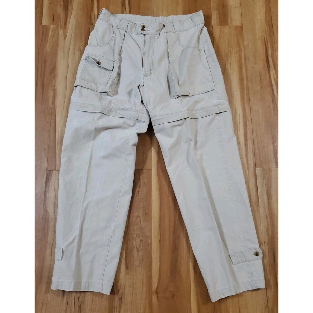 Cabelas Convertible Cargo Pants Mens Sz 36x31 Beige Khaki Hiking Zip Off Outdoor